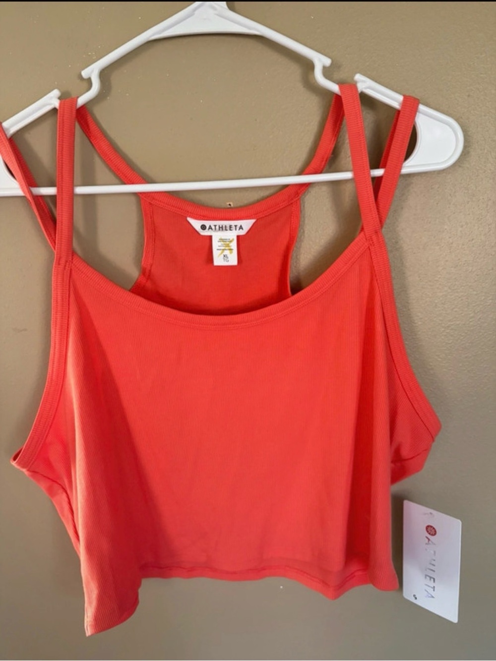 Athleta Bright Coral Ribbed Tank Top